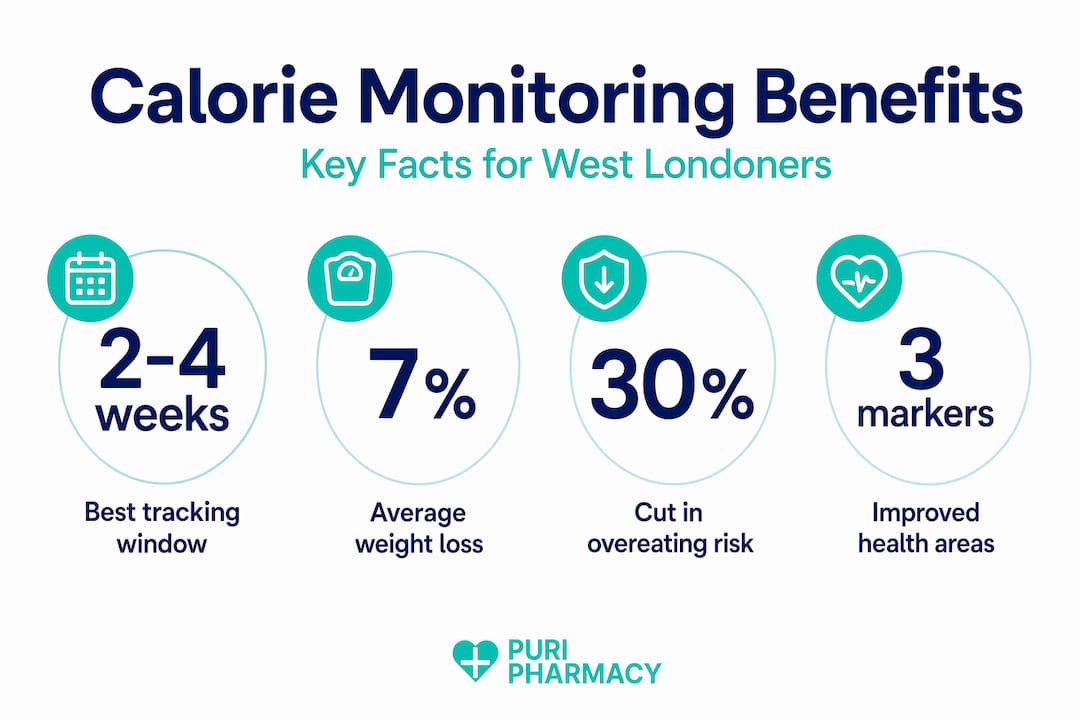 Infographic showing main calorie monitoring benefits