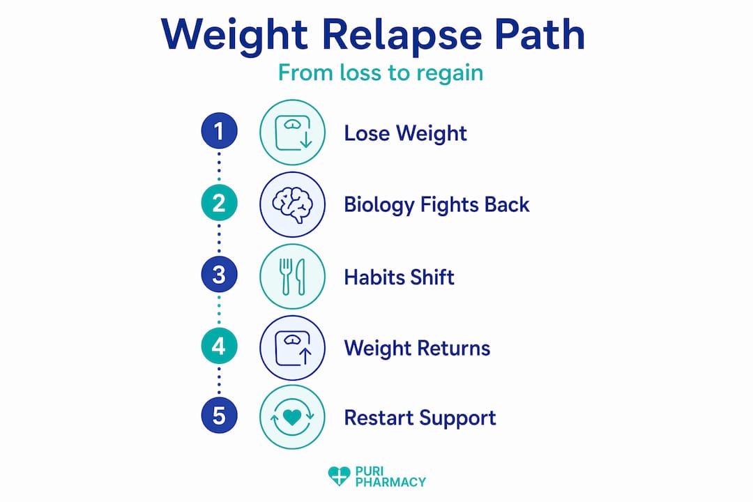 Infographic showing stages of weight relapse process