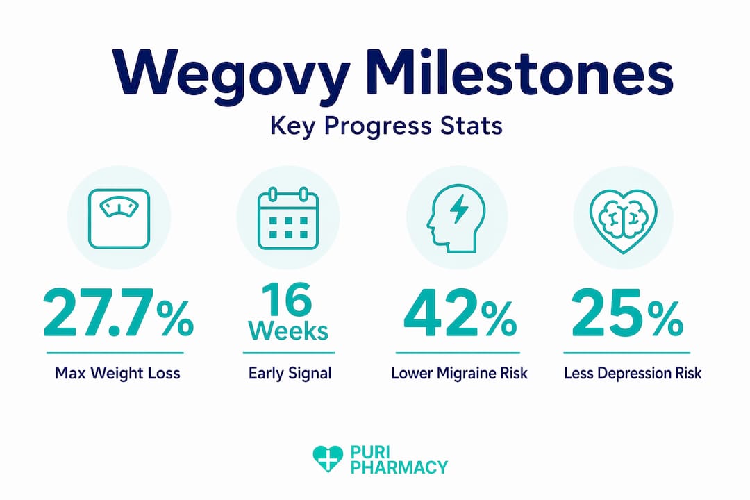Infographic showing key Wegovy progress milestones