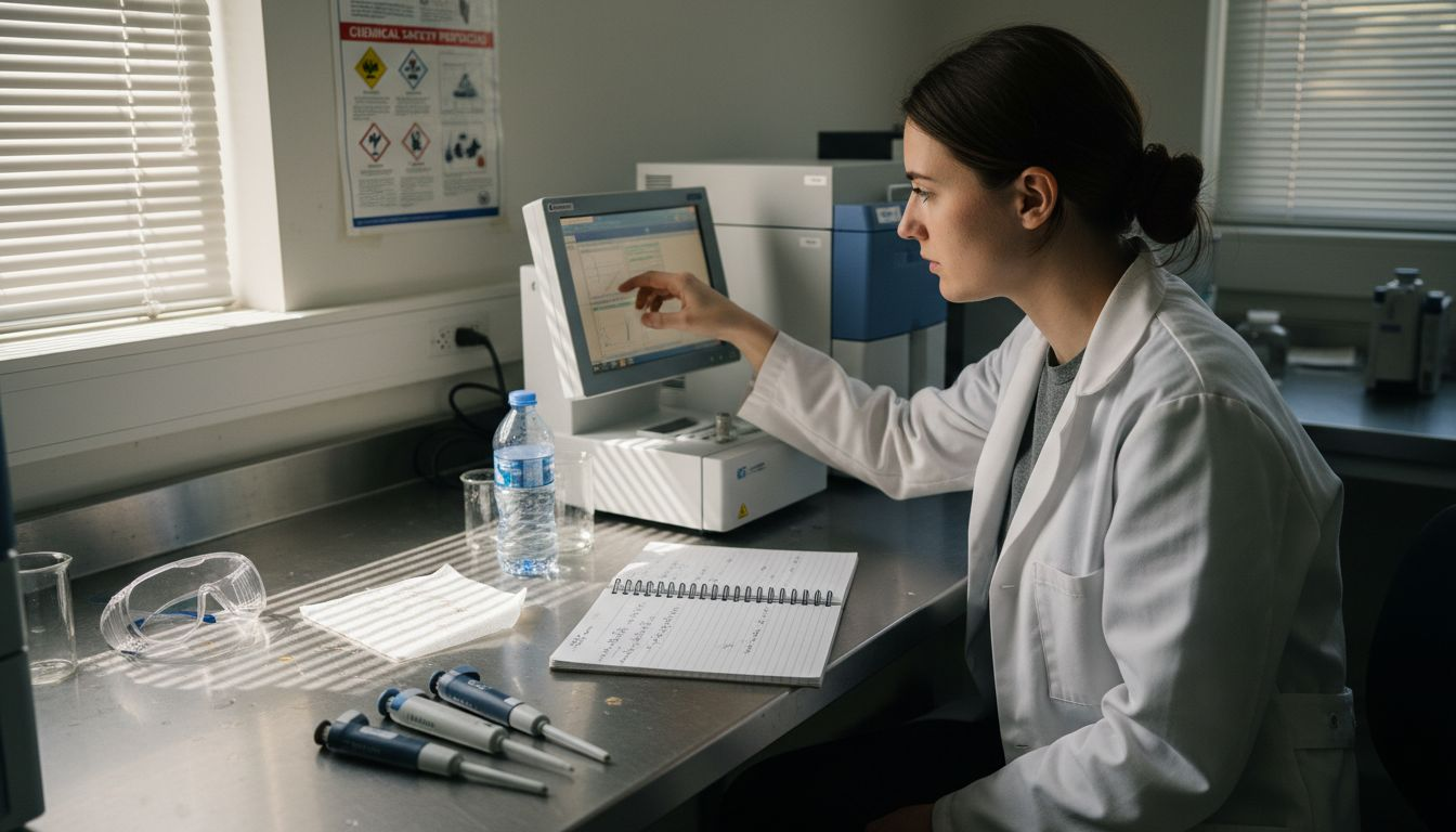 Lab technician conducting peptide purity test