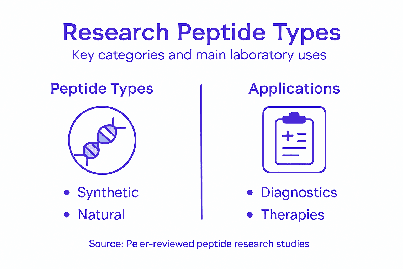 Infographic of peptide types and research uses