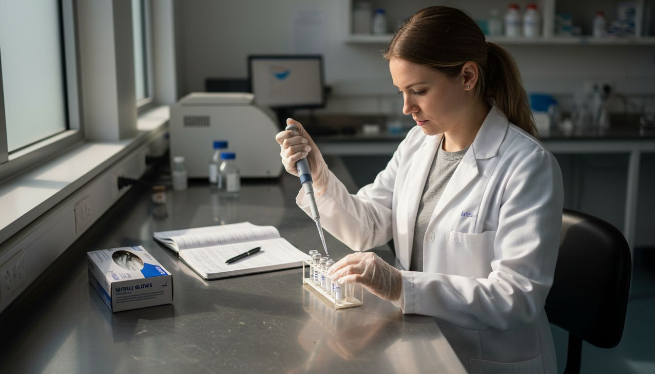Lab technician preparing peptide samples