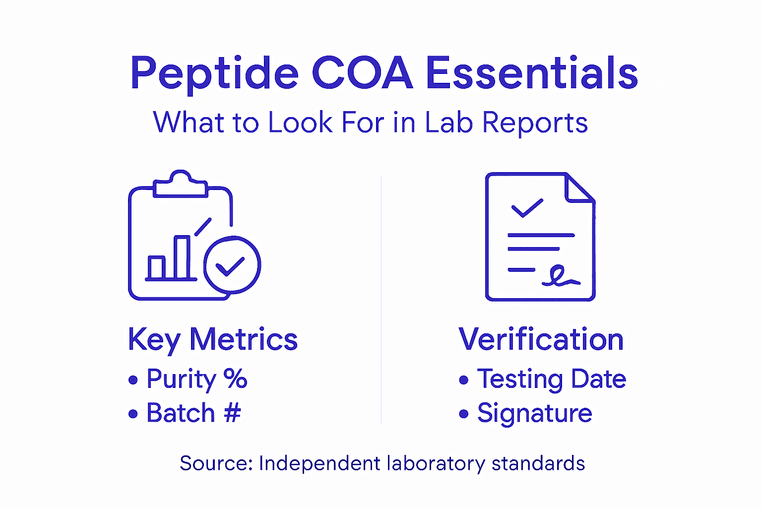 Infographic summarizing peptide certification essentials