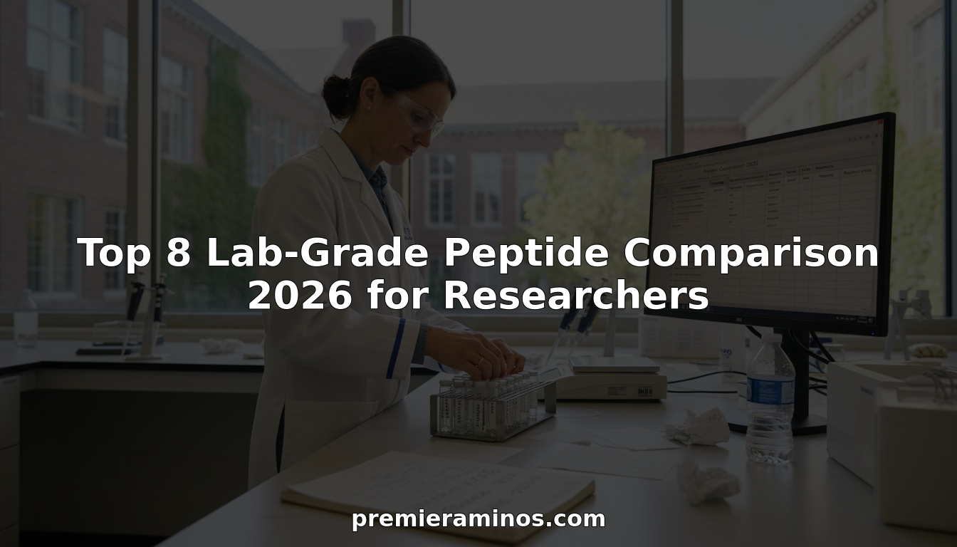 Scientist comparing peptide samples at lab bench