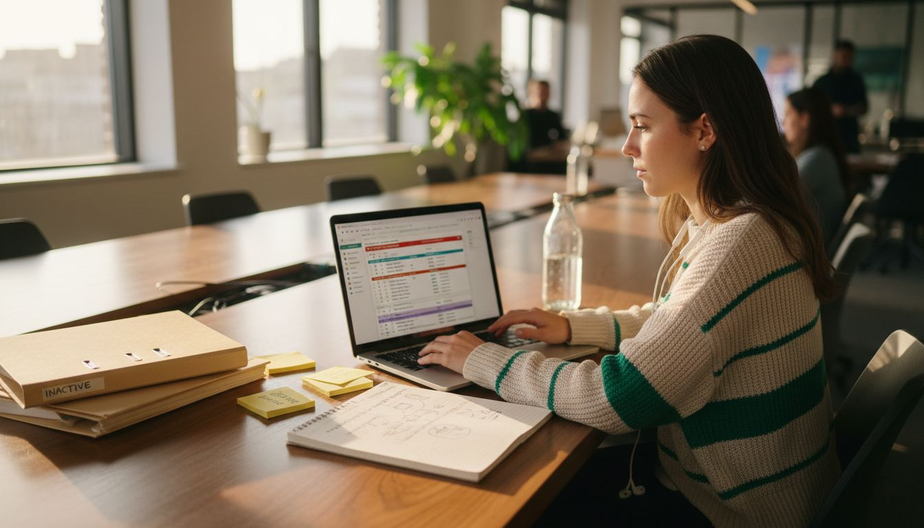 Coordinator reviewing contact segments database