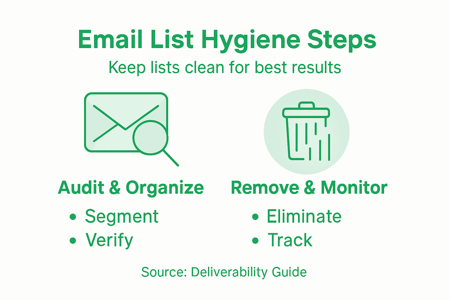 Infographic showing email list hygiene steps