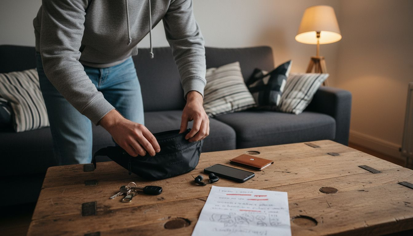 Un homme fouille dans sa banane et fait le tri parmi ce qu’il en sort.