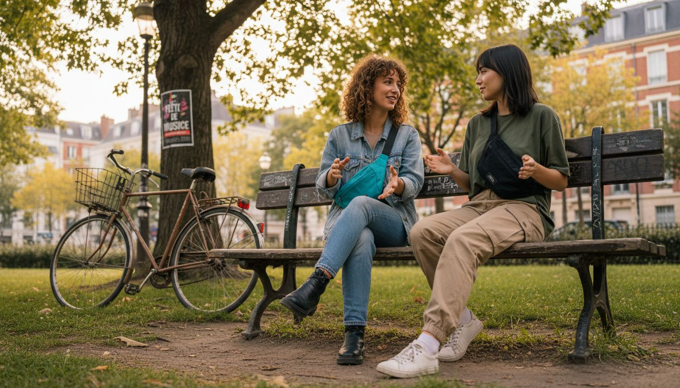 Des femmes stylées arborant leur sac banane lors d’une promenade au parc.
