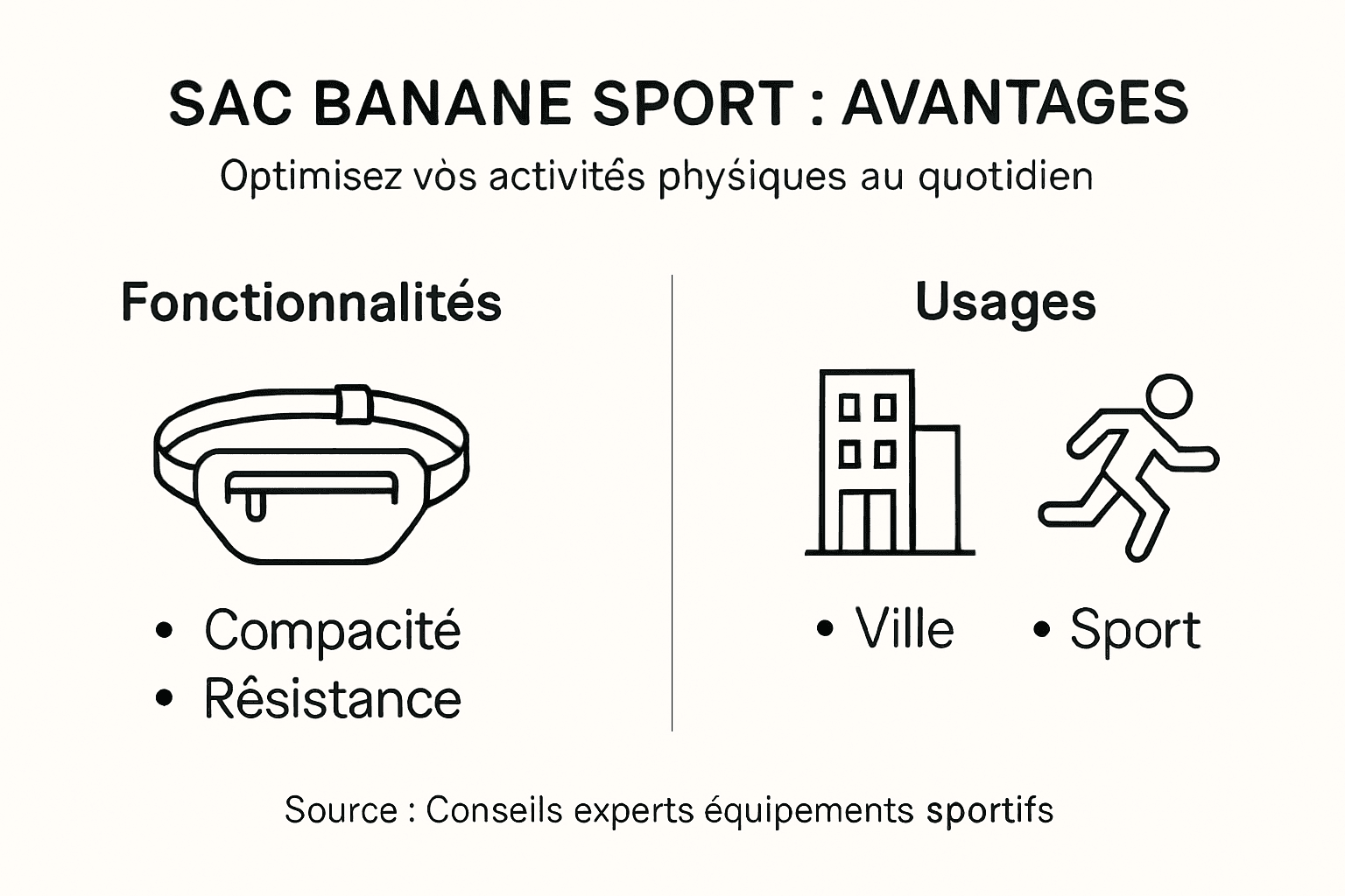 Découvrez en un coup d’œil tous les atouts du sac banane sportif grâce à notre infographie.