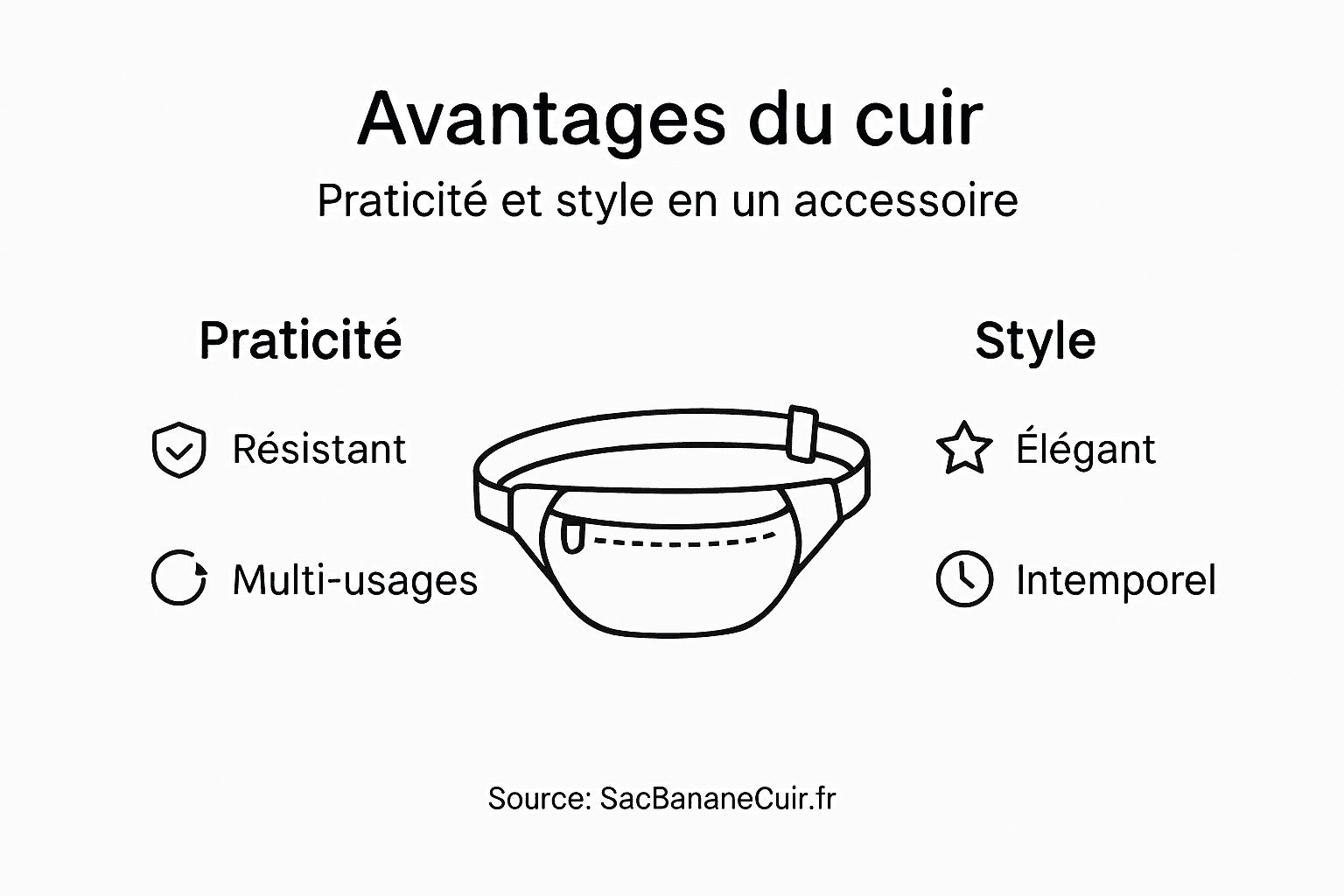 Infographie : les atouts du sac banane en cuir