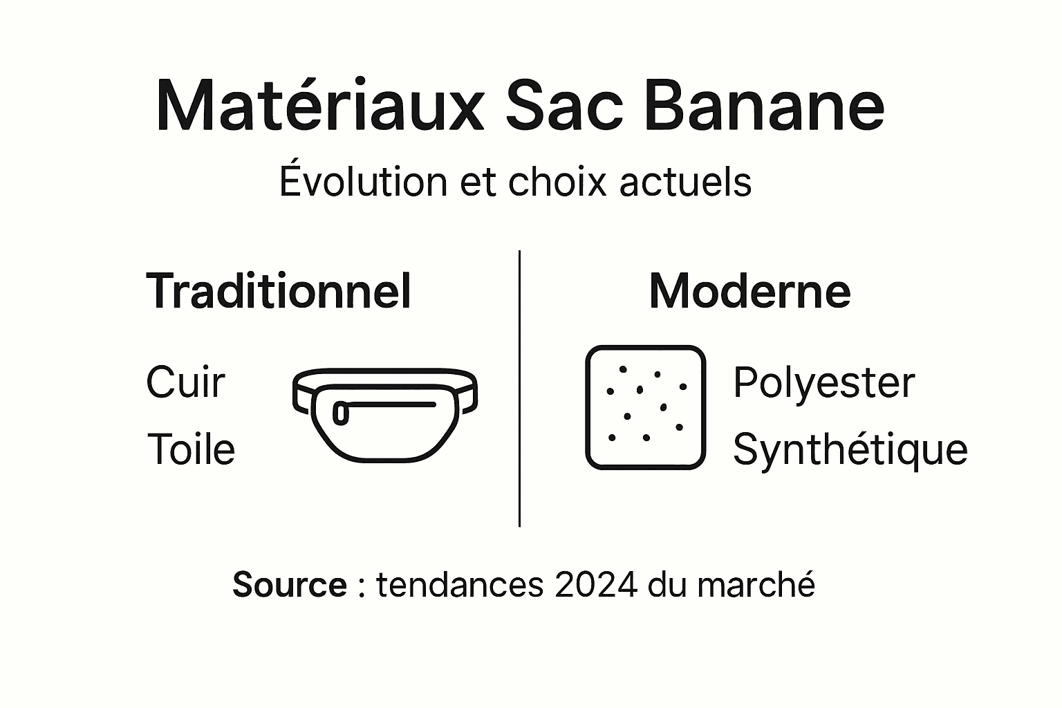 Infographie : l’évolution des matières utilisées pour les sacs banane, entre tradition et modernité