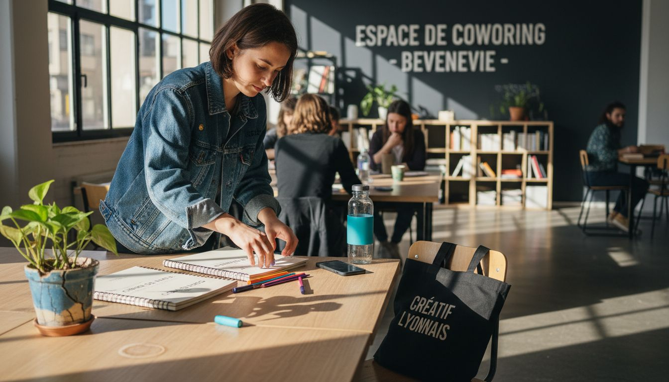 Un freelance prépare son espace de travail pour adopter une routine efficace en coworking.
