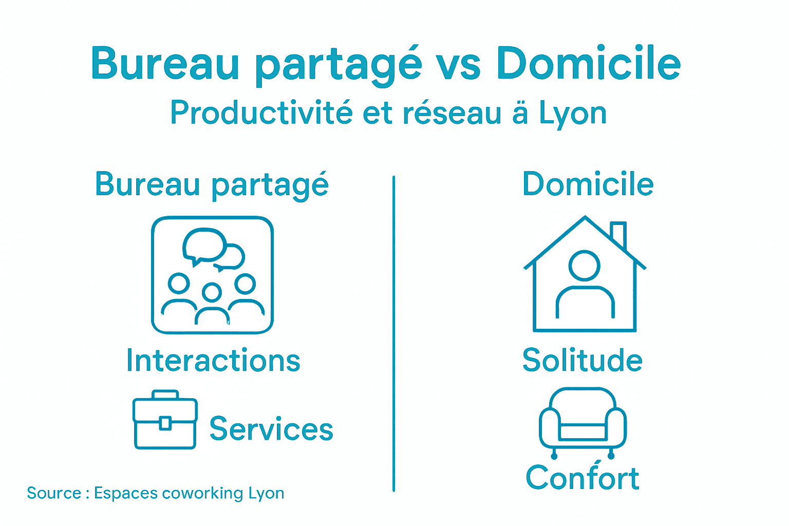 Infographie : travailler en bureau partagé ou à domicile à Lyon
