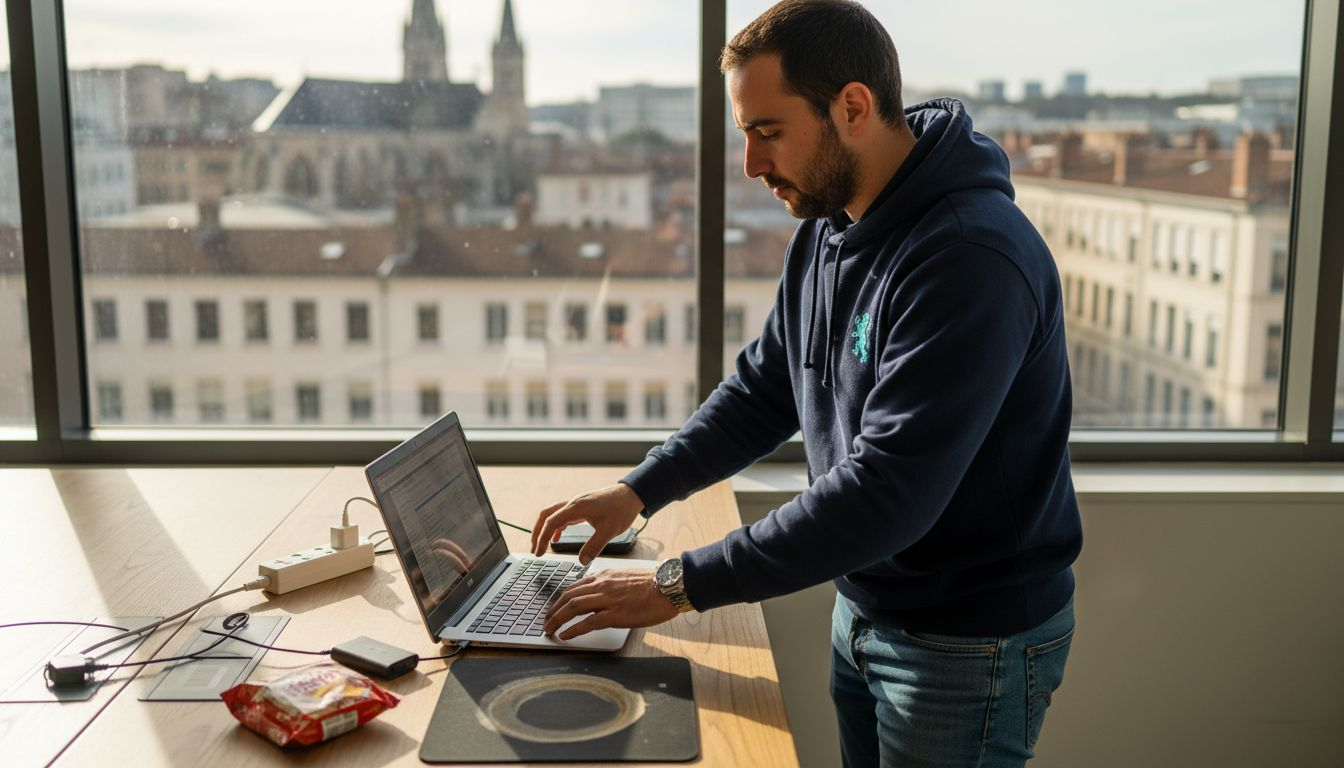 Installation d’un espace de coworking : une personne s’occupe de tout préparer pour accueillir les premiers utilisateurs.