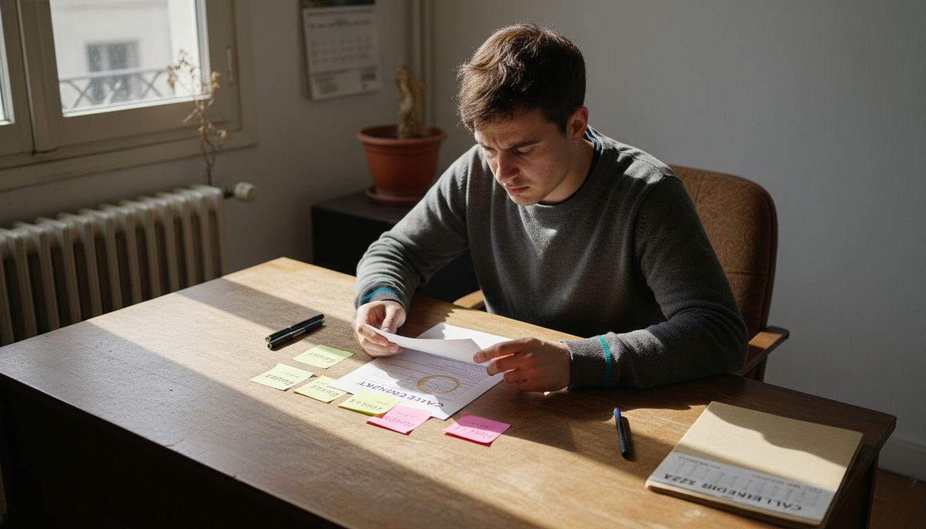 Un entrepreneur examine les conditions de location de ses bureaux dans un immeuble traditionnel.