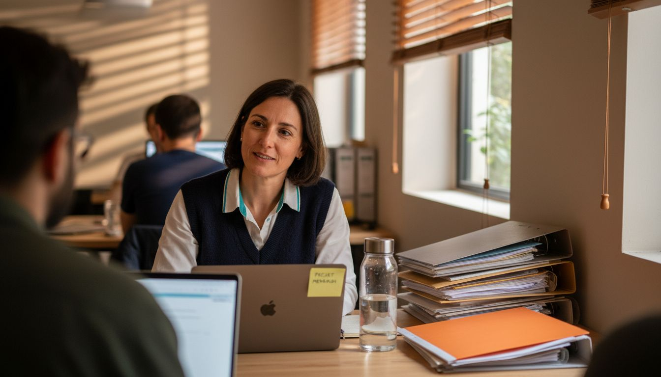 Échanges entre collègues dans un espace de coworking