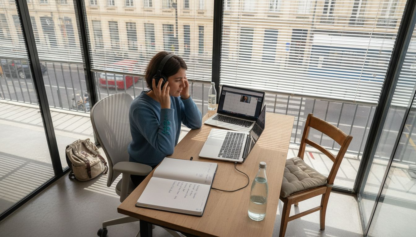 Jeune professionnelle installée dans un bureau privé au cœur de Lyon