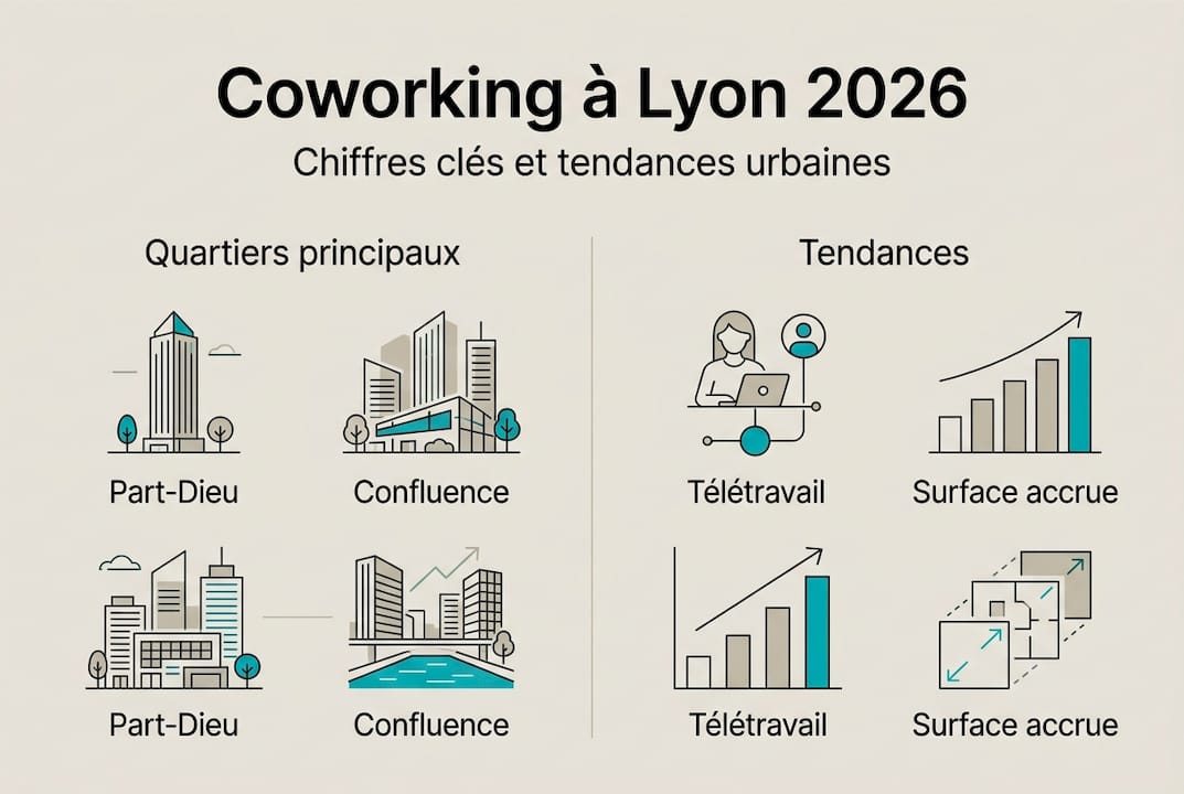 Infographie : le boom des espaces de coworking à Lyon, zoom sur les quartiers les plus prisés