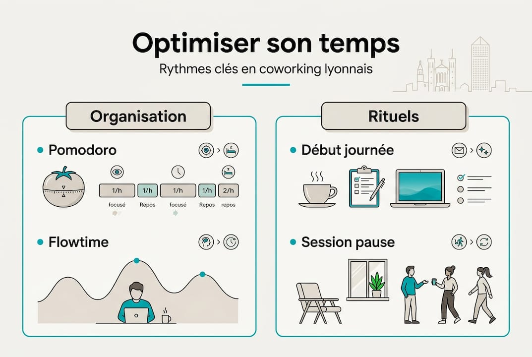 Infographie : les meilleures astuces pour optimiser sa gestion du temps en espace de coworking à Lyon