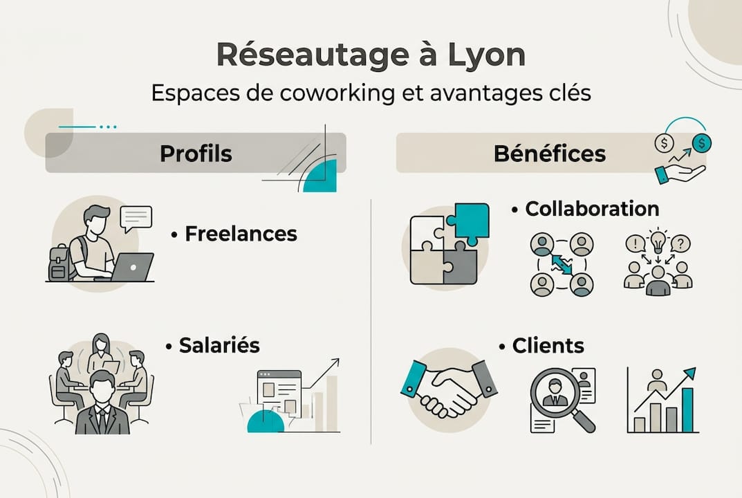 L’essentiel du réseautage dans les espaces de coworking à Lyon : les points à retenir en infographie