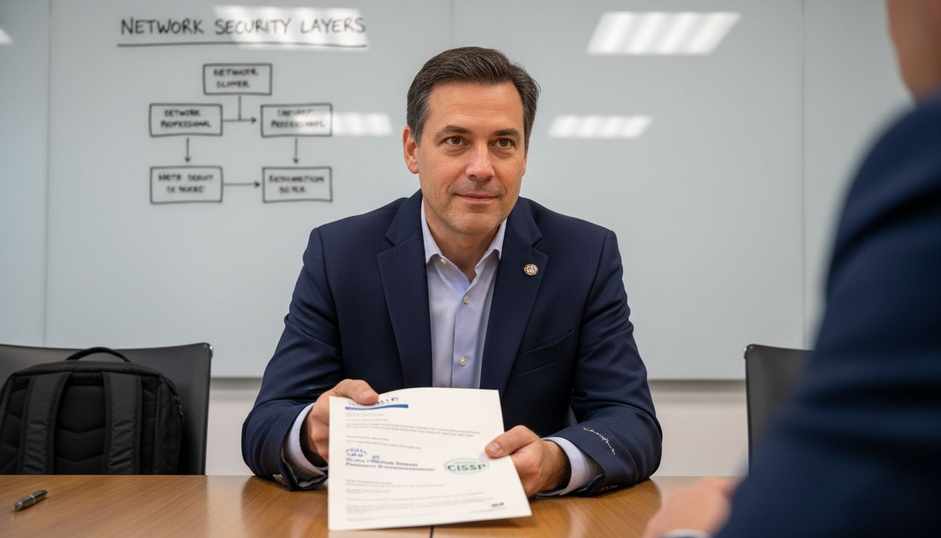 Candidate presenting certified IT resume at interview