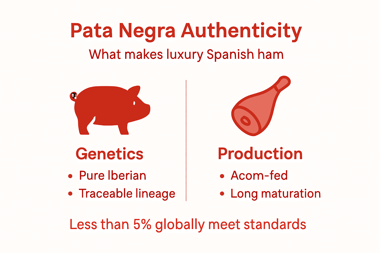 Infographic showing Pata Negra authenticity traits