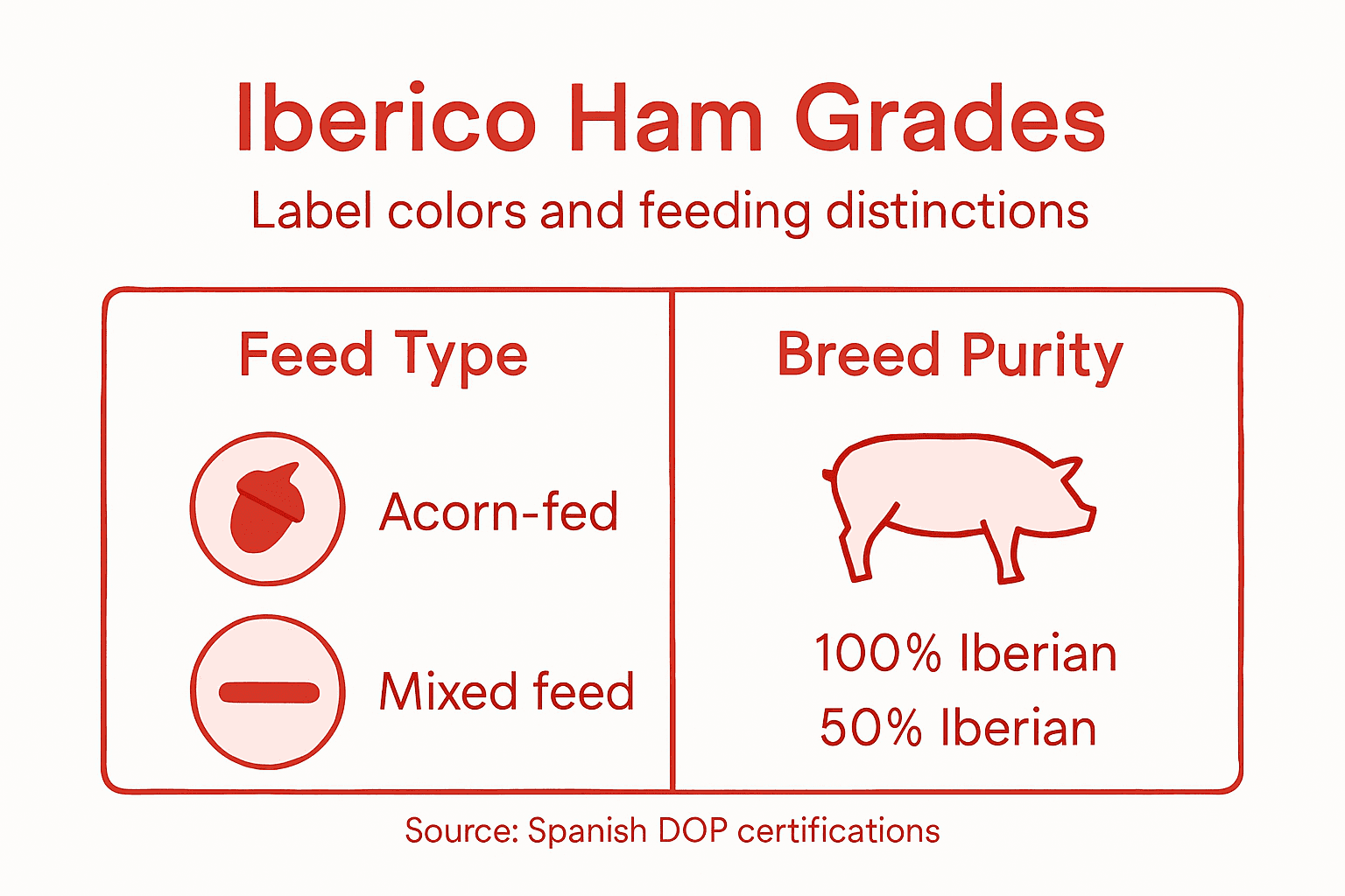 Infographic of Iberico ham grade classifications
