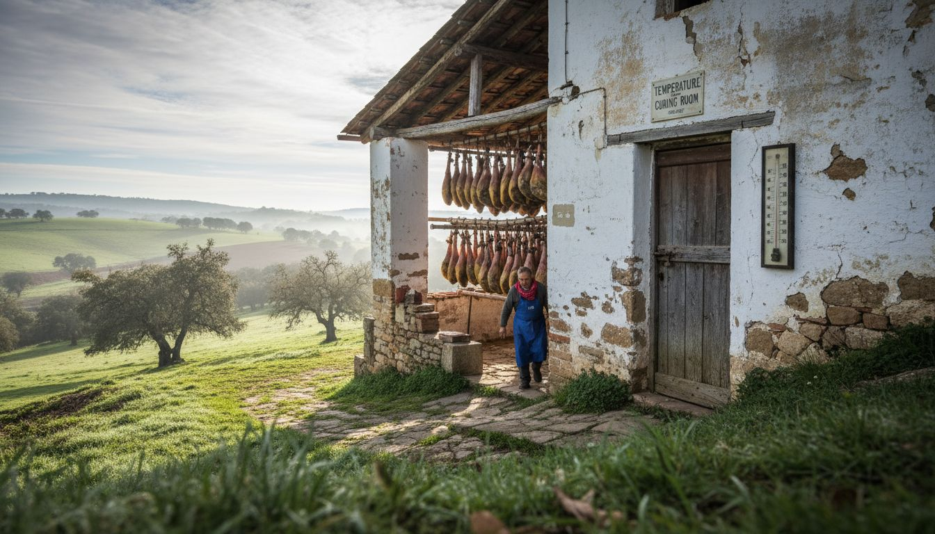 Spanish ham curing room in hillside microclimate