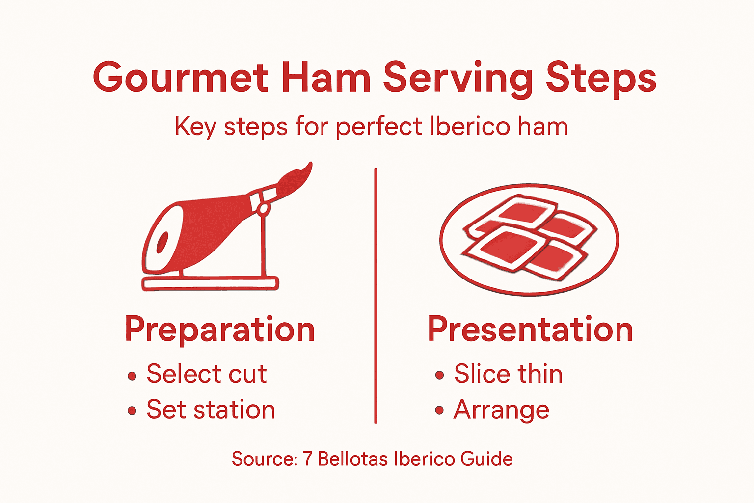 Serving Iberico Ham Guide: Master Gourmet Presentation 4 Infographic of Iberico ham serving steps visual