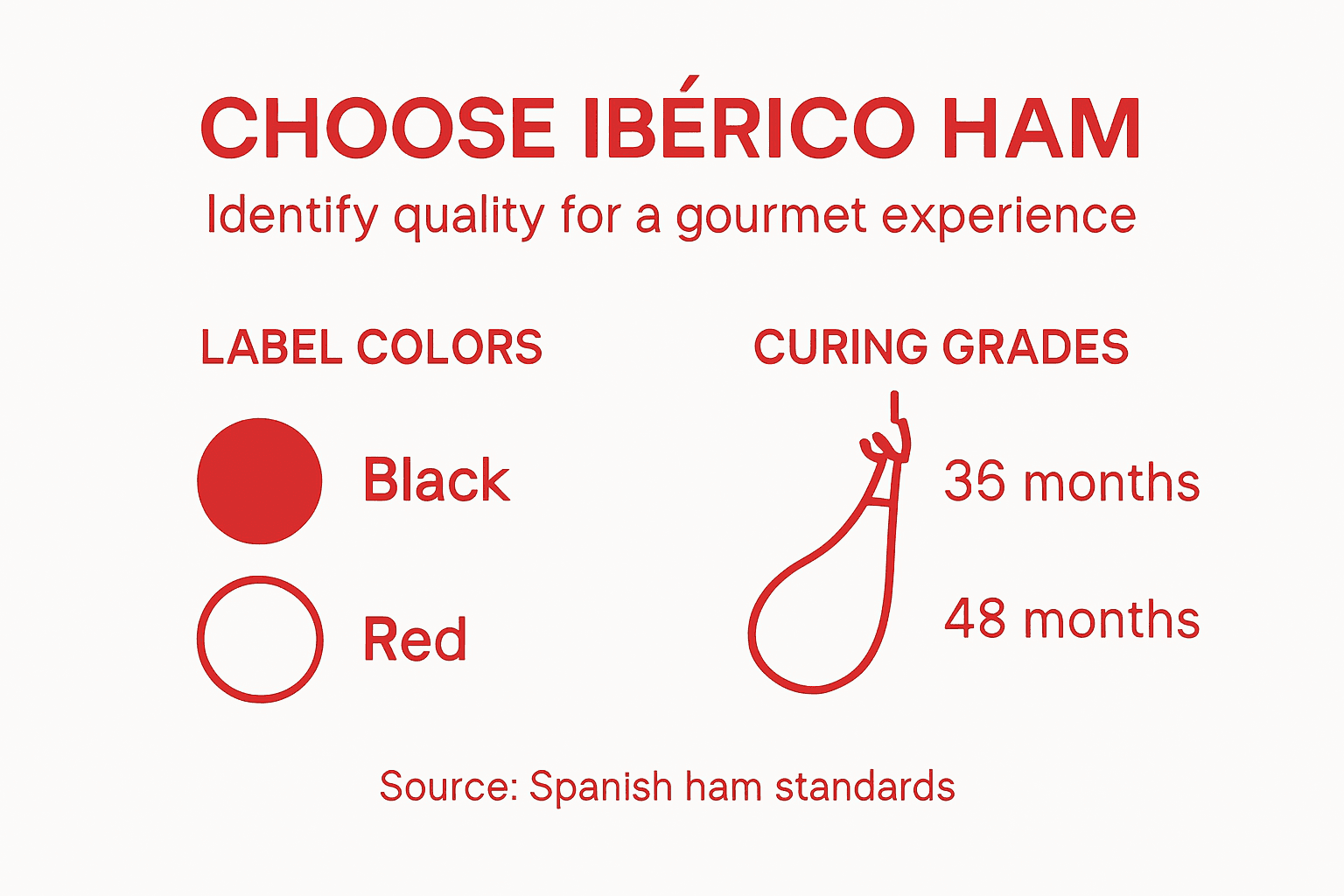 Minimalist infographic Iberico ham quality markers