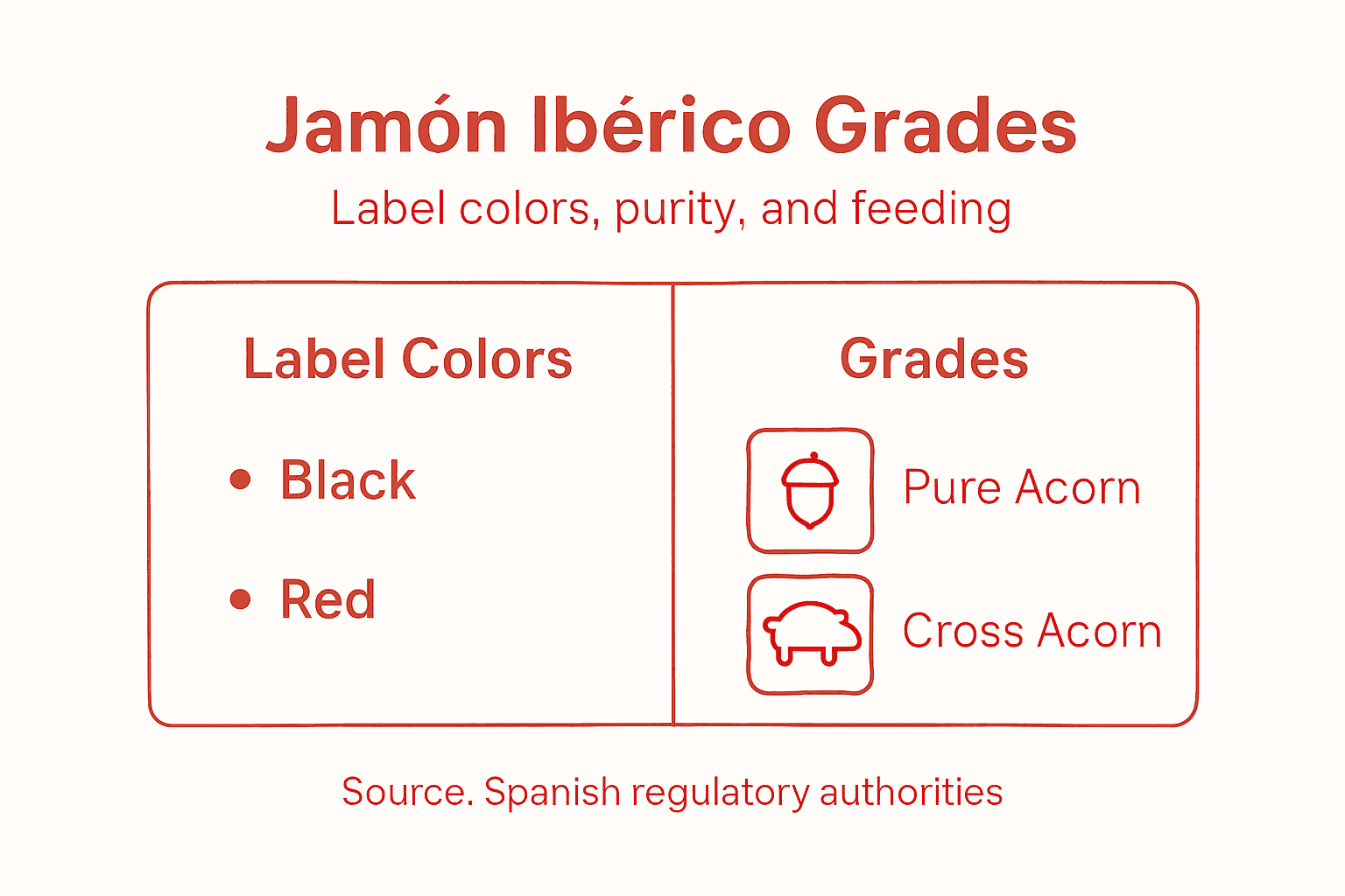 Infographic of Jamón Ibérico grades and labels