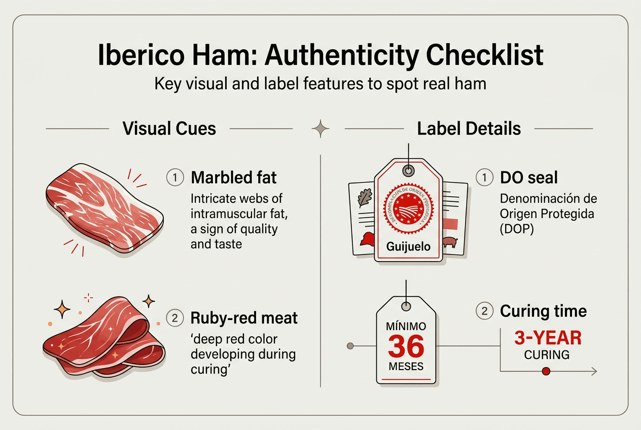 How to recognise authentic Iberico ham with confidence 4 Infographic authentic Iberico ham recognition checklist