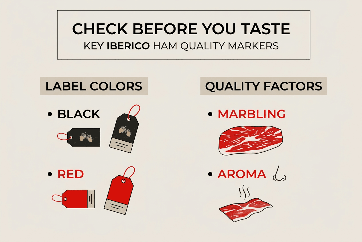 Infographic on pre-tasting Iberico ham checklist