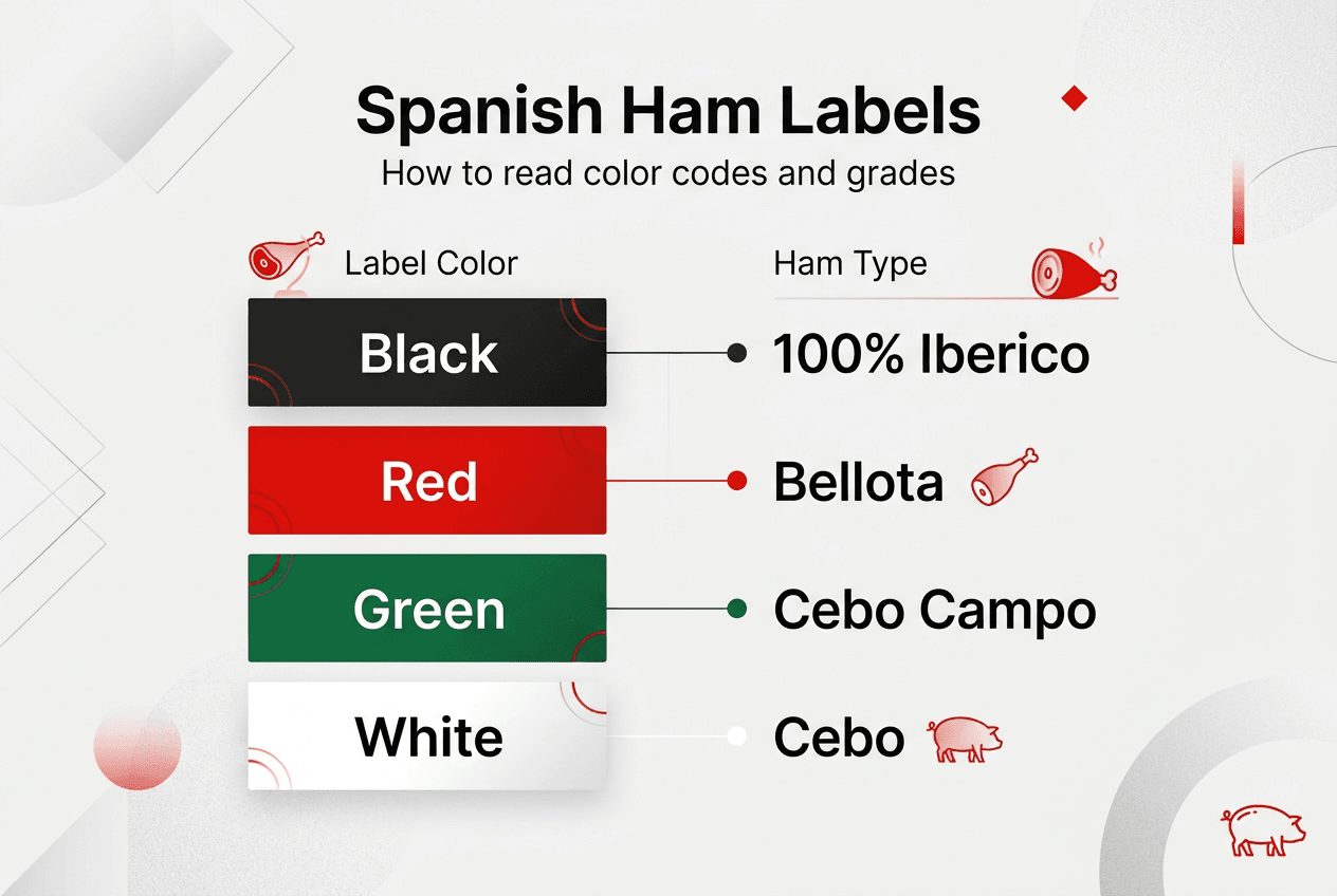 Infographic Spanish ham labels and grades