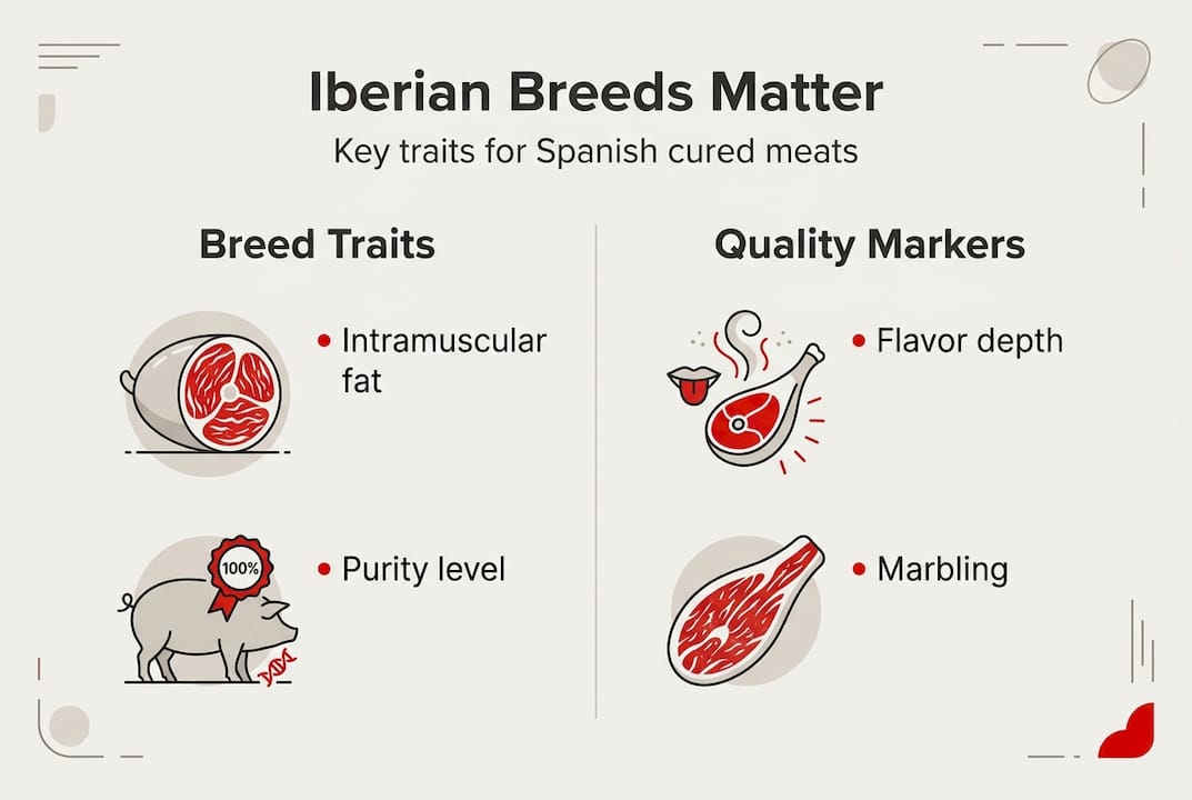 Infographic of Iberian breed traits and ham quality