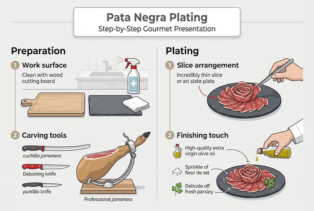 Infographic showing Pata Negra plating process