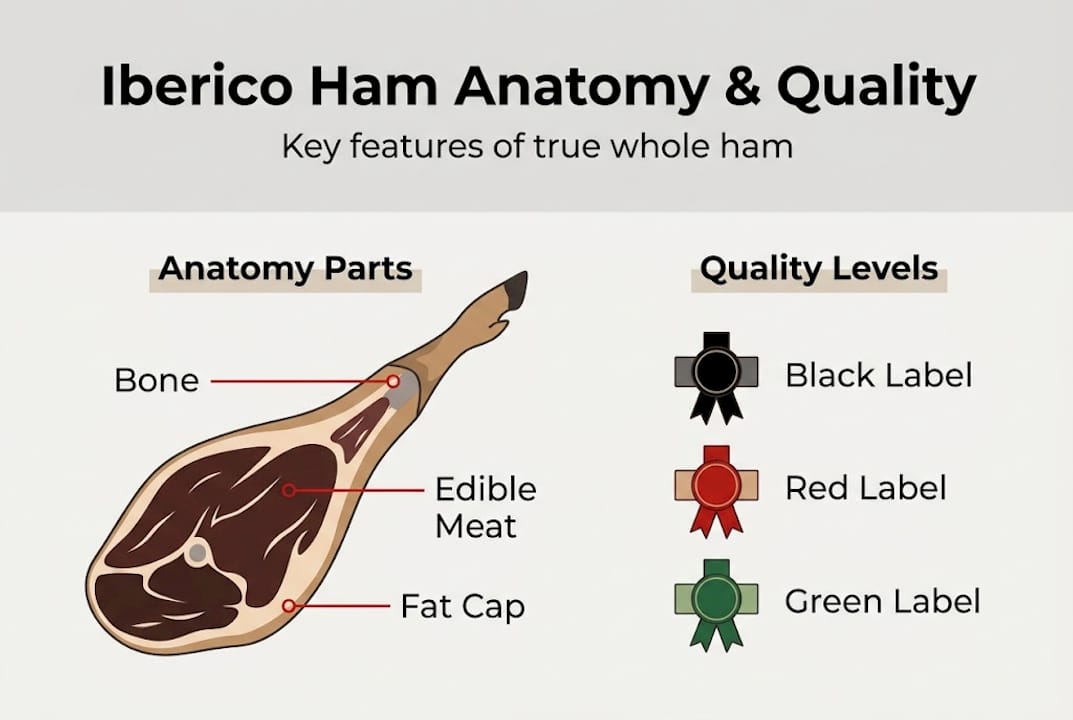 Infographic Iberico ham anatomy and quality levels