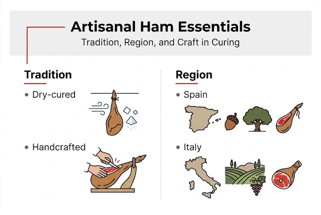 Infographic showing artisanal ham tradition and regions