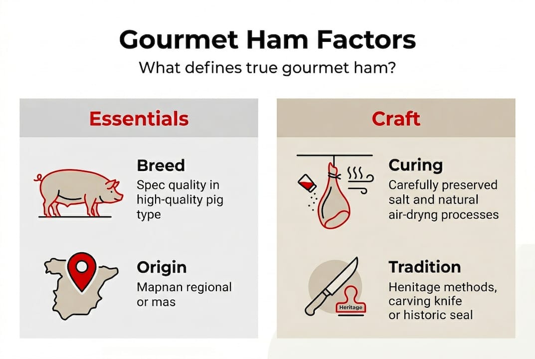 Infographic on factors defining gourmet ham