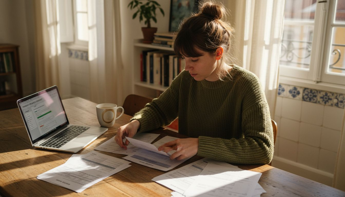 Woman preparing Portugal property documents