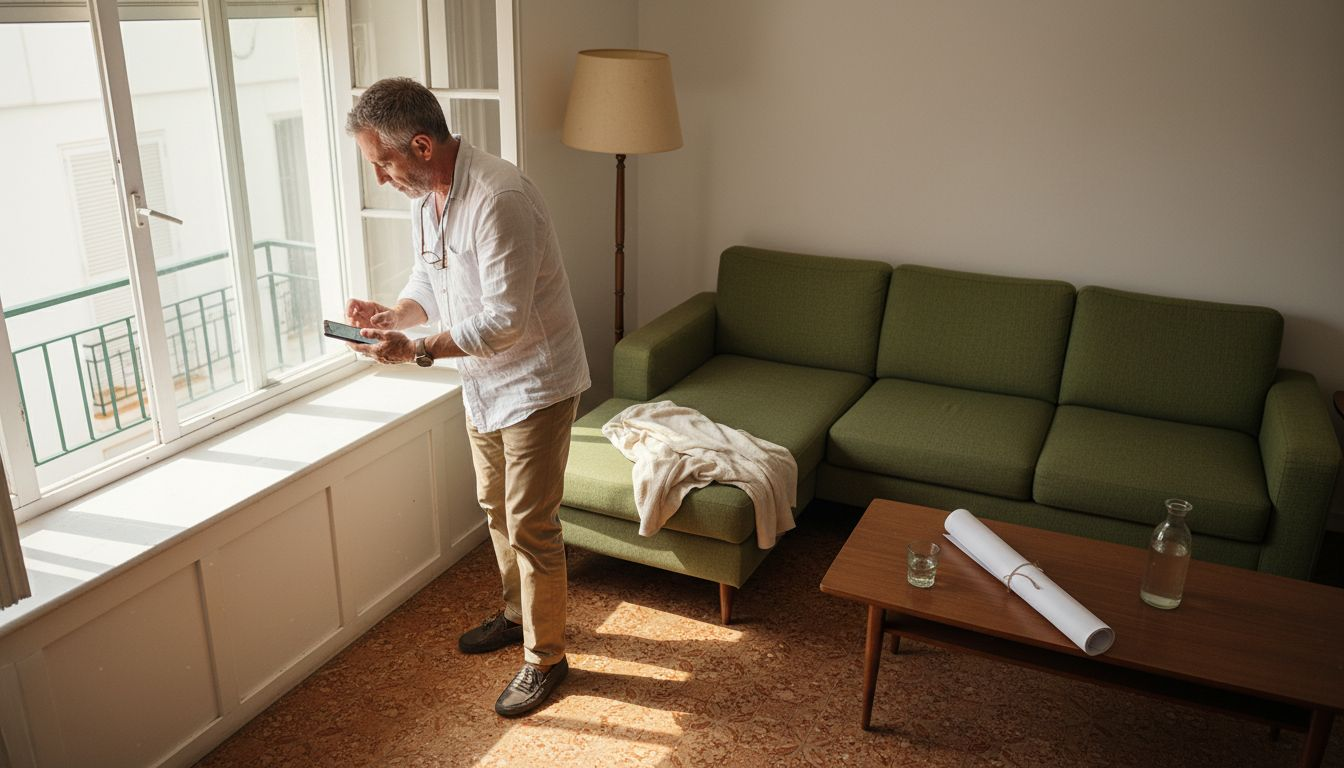 Buyer inspecting Algarve apartment interior