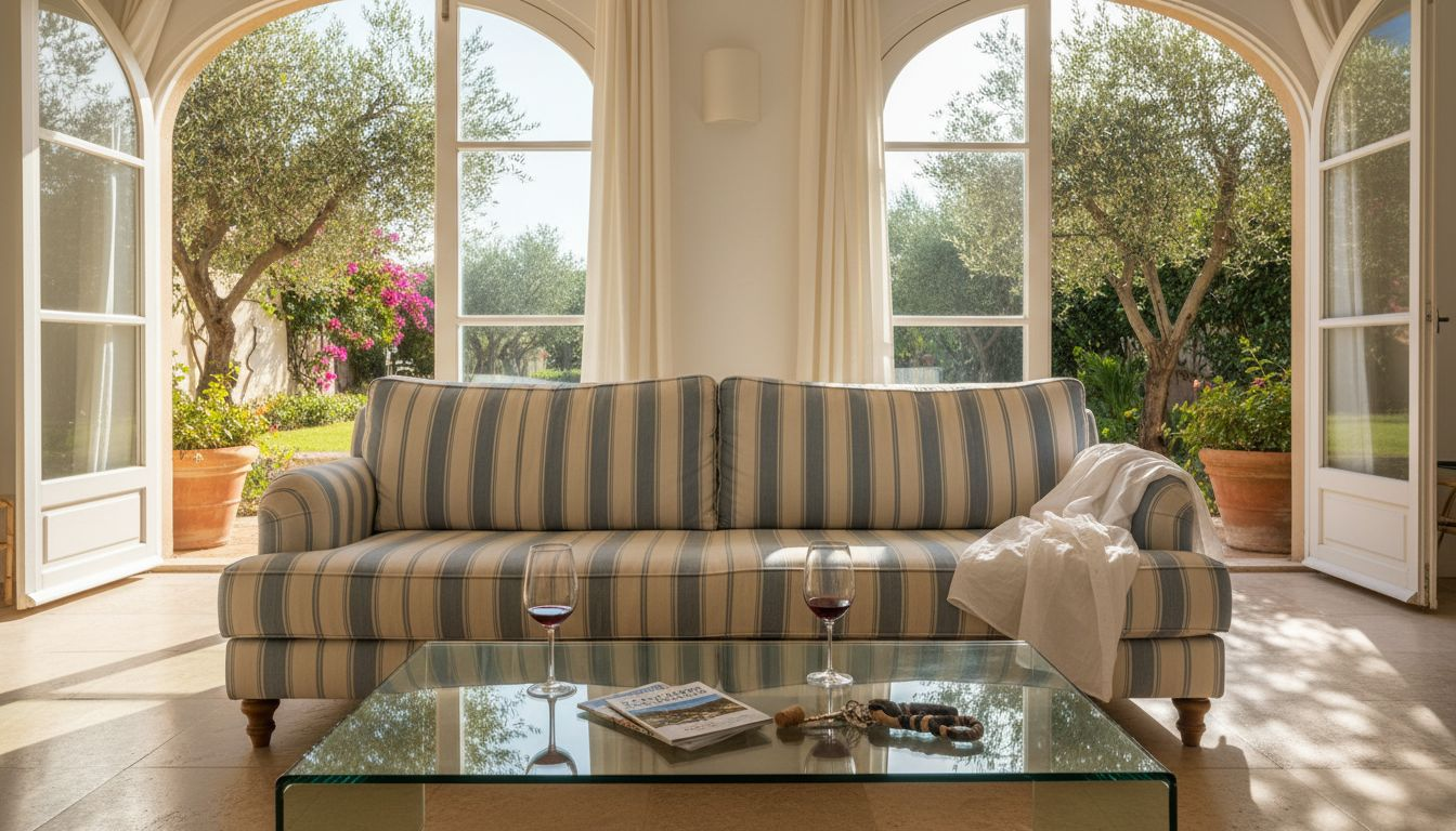 Living room of Algarve rental villa with sunlight
