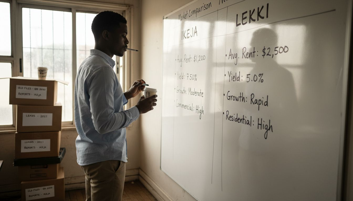 Analyst comparing Lagos district rental data