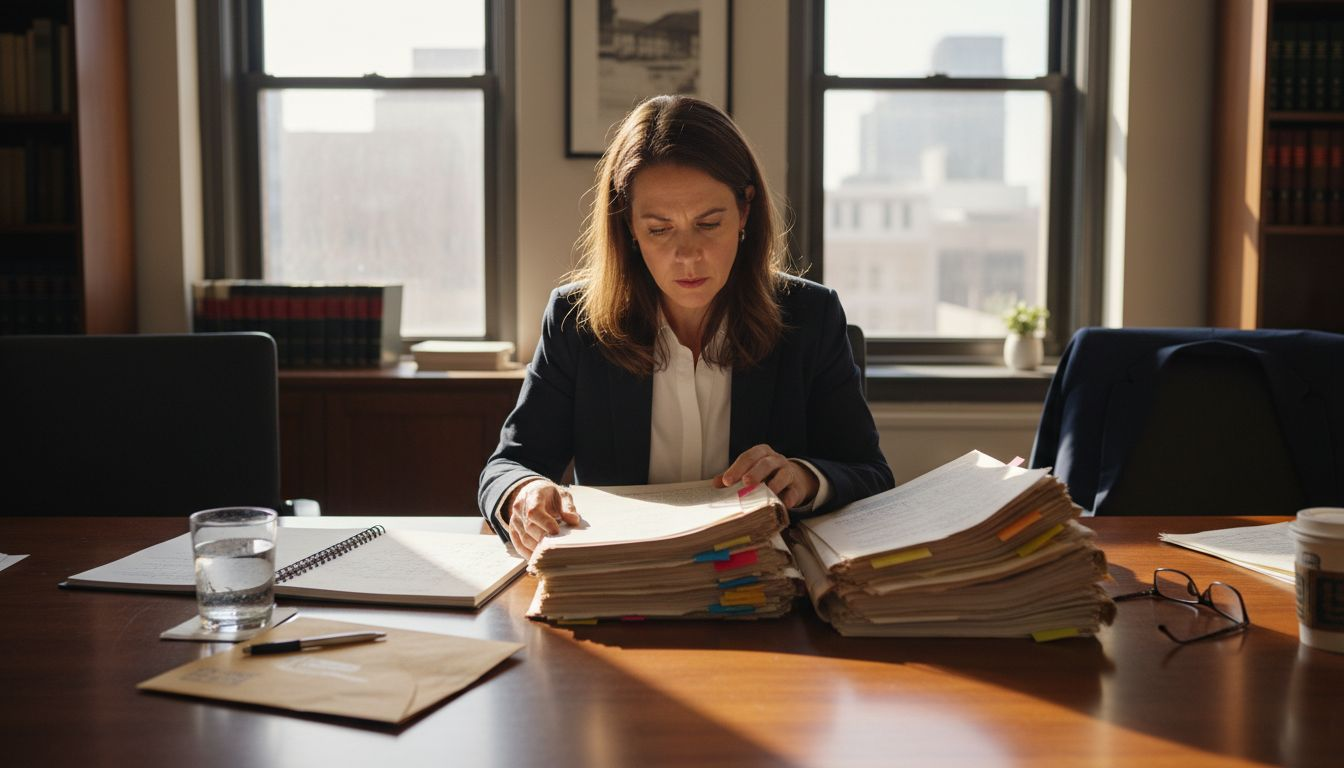 Legal advisor checking real estate documents