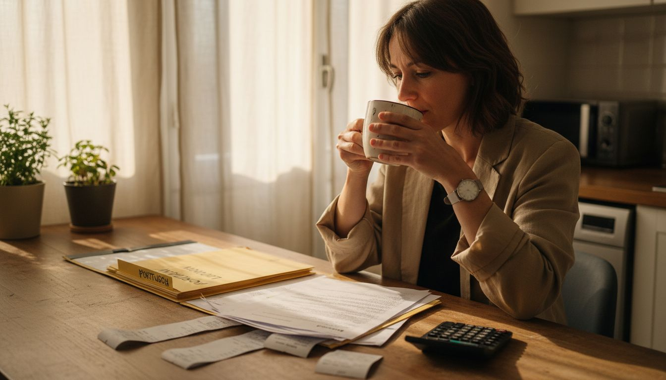Woman reviewing Algarve financing paperwork