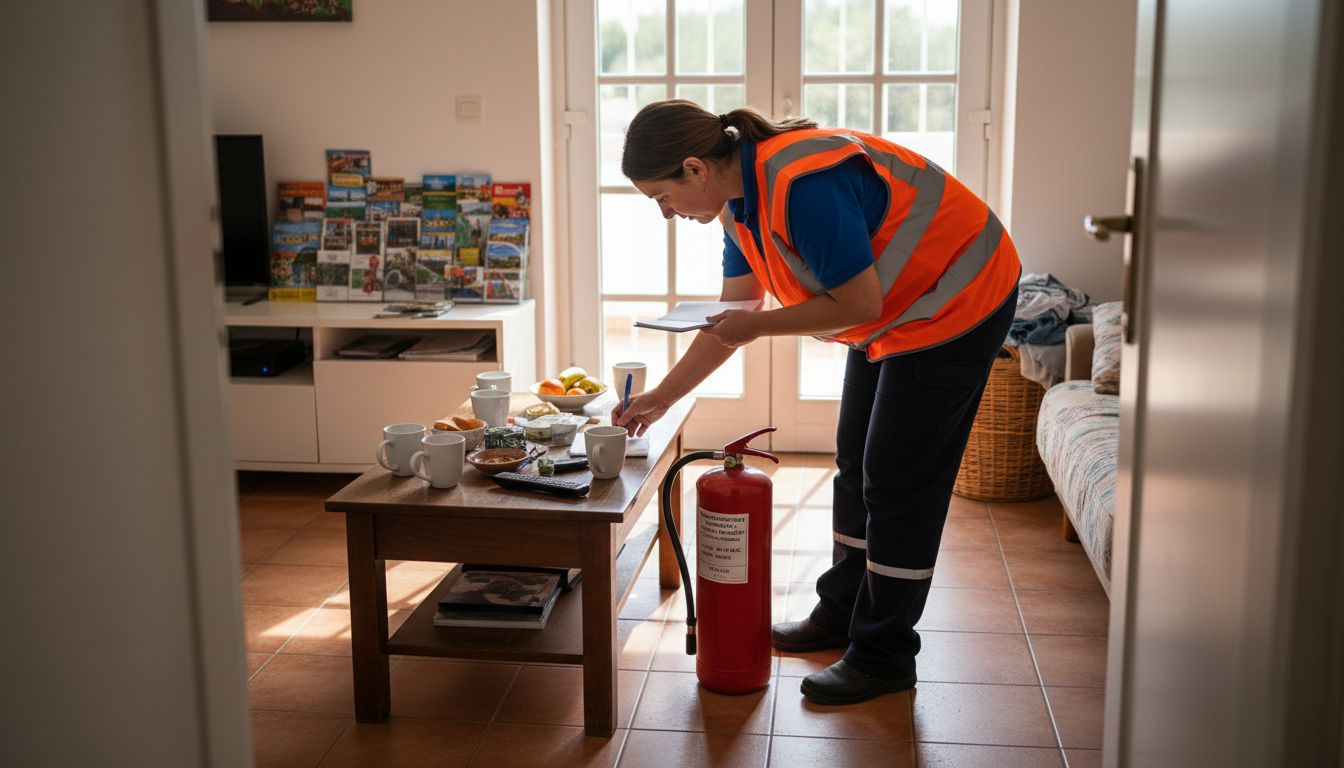 Inspector checking rental safety equipment Algarve
