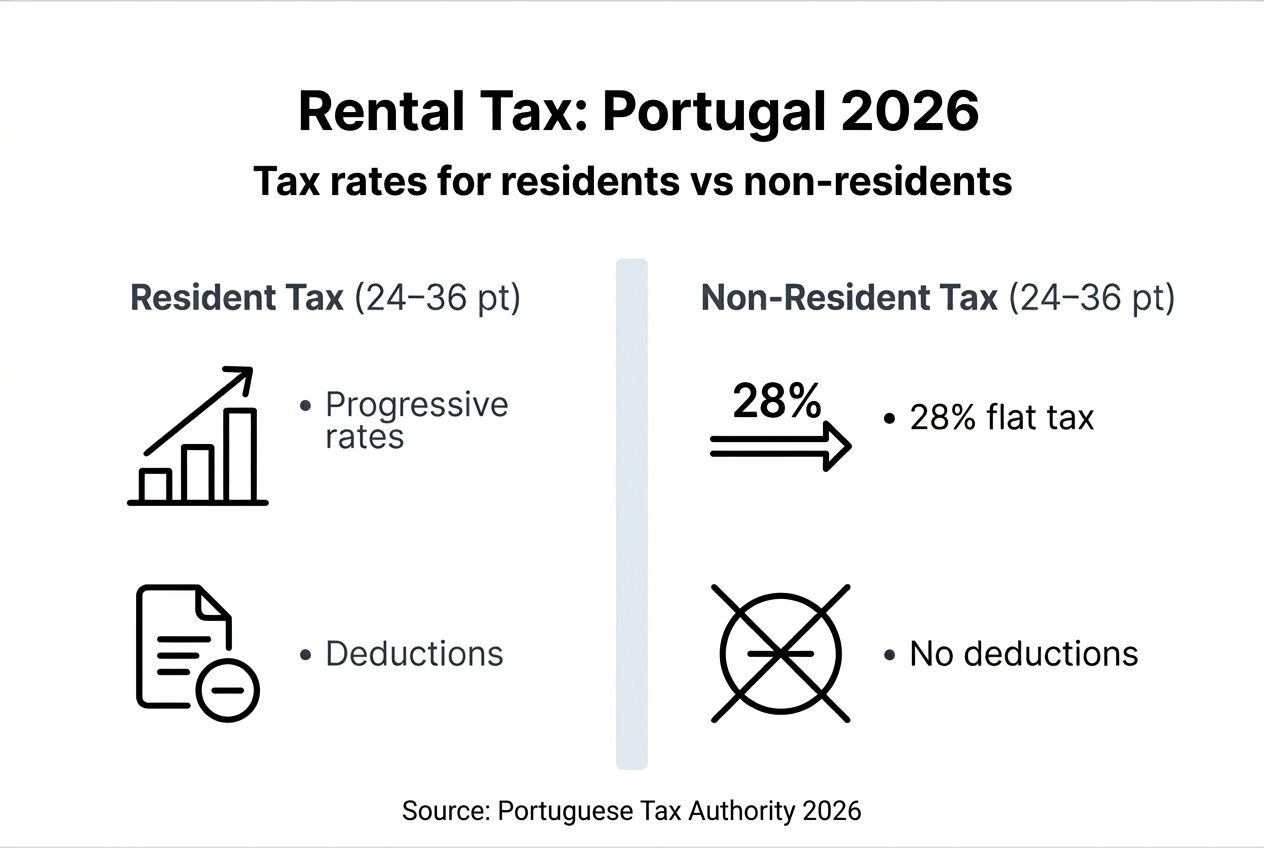 Infographic showing Portuguese rental income tax rates