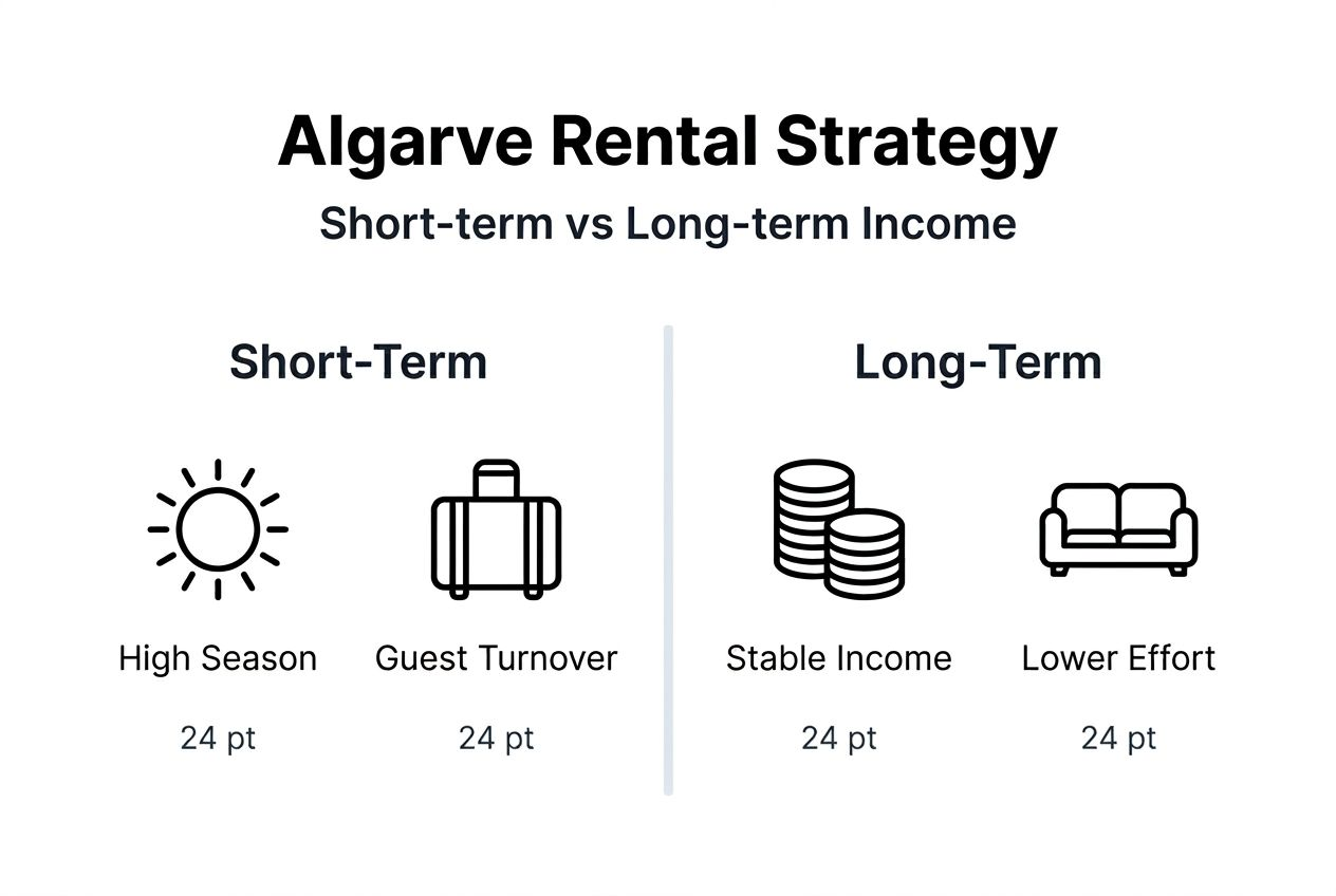 Infographic comparing Algarve rental strategies