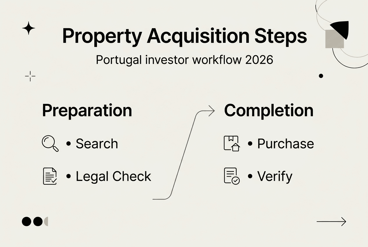Infographic showing property acquisition steps Portugal