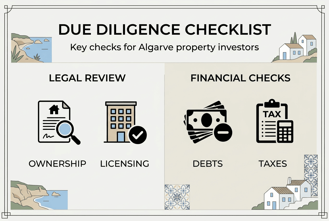 Infographic showing due diligence steps in Algarve